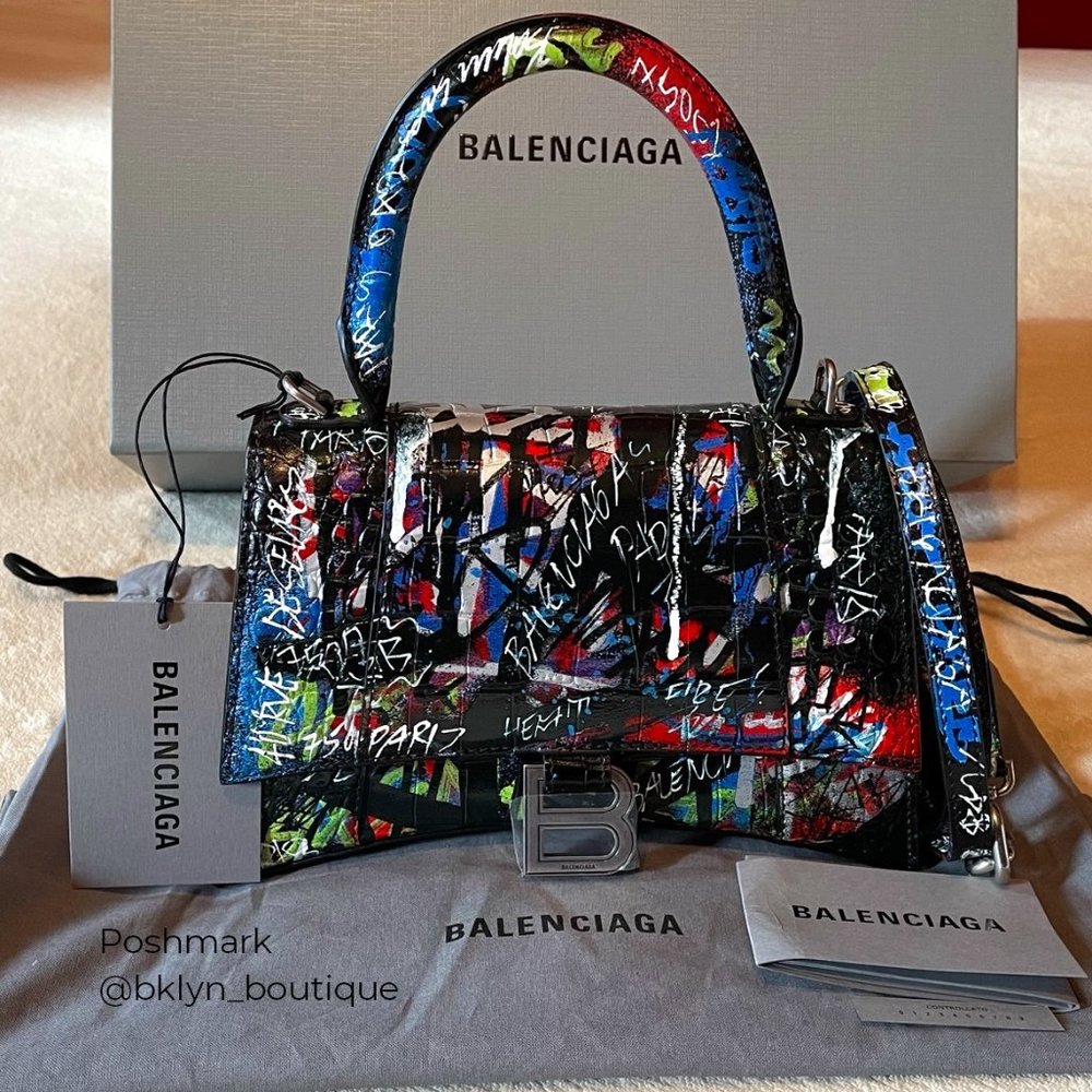 BALENCIAGA Multi Graffiti Ltd. Ed. Hourglass Convertible  Bag
